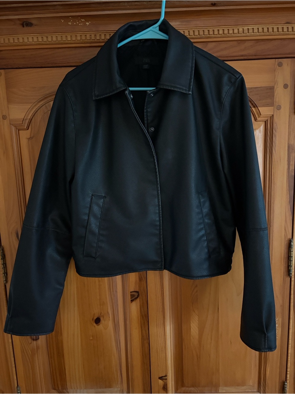 Zara Black Faux-Leather Jacket size M
